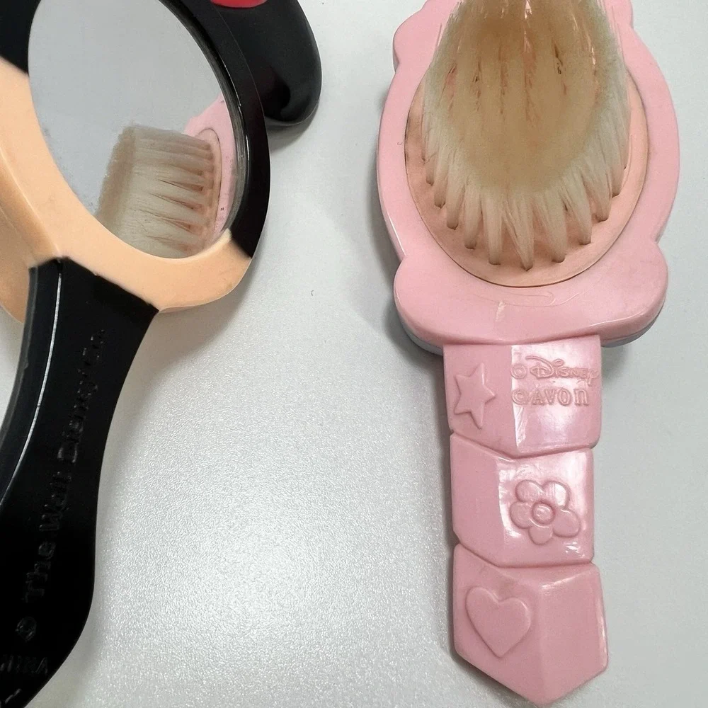 Vintage Disney Minnie Mouse Mirror Brush Pink Black‎ Avon Baby Nursery Grooming